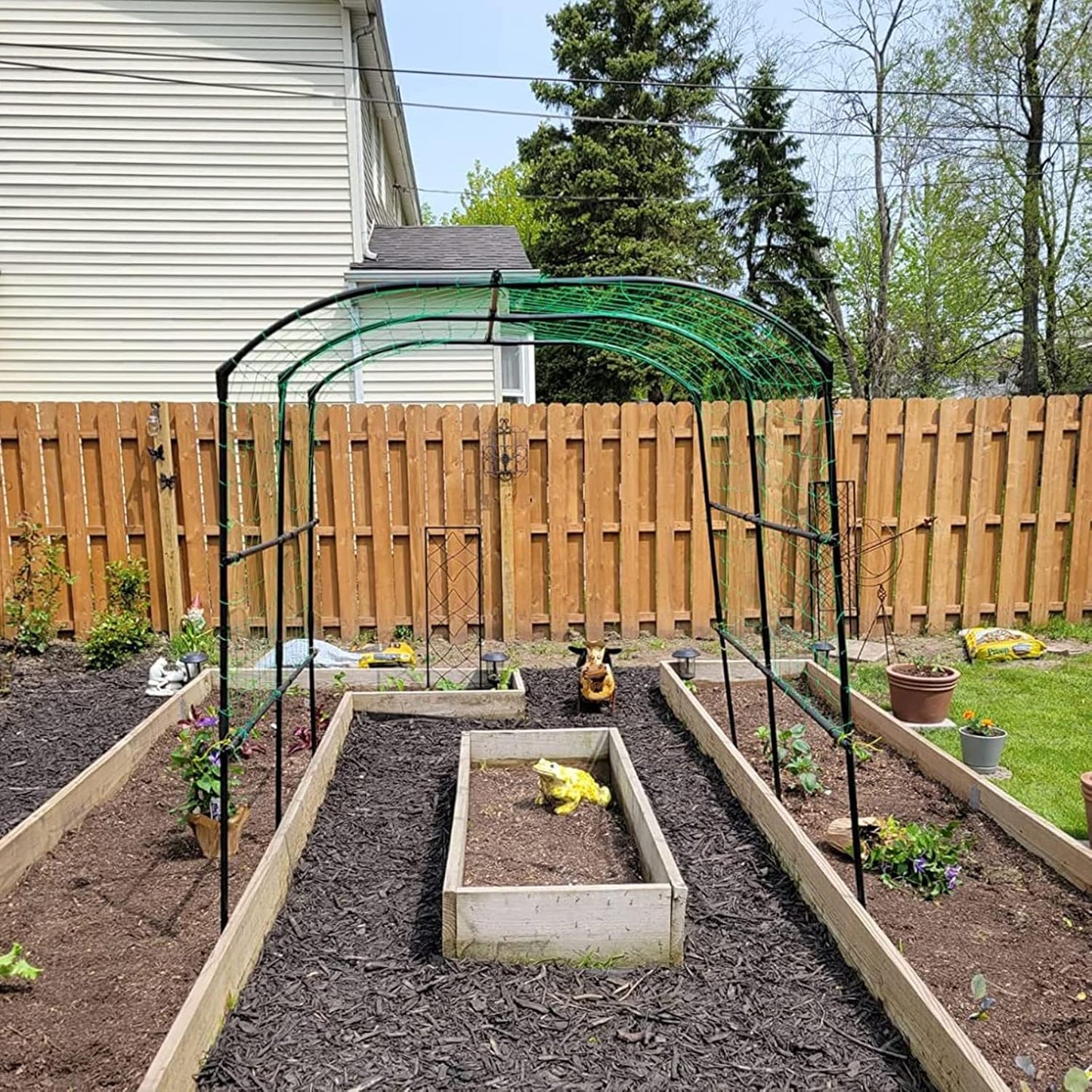 DoCred Tall Garden Arch Trellis for Climbing Plants, 87in Tall Metal Plant Support Trellis Archway for Climbing Vine Vegetable/Fruit/Flower Outdoor Yard Lawn Garden Arch Tunnel Trellis-VerdiqueGarden