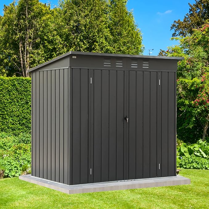 Domi Outdoor Storage Shed 6' x 4', Metal Waterproof Tool Shed Utility Storage House with Double Lockable Doors & Air Vent for Backyard Garden Lawn Patio-VerdiqueGarden