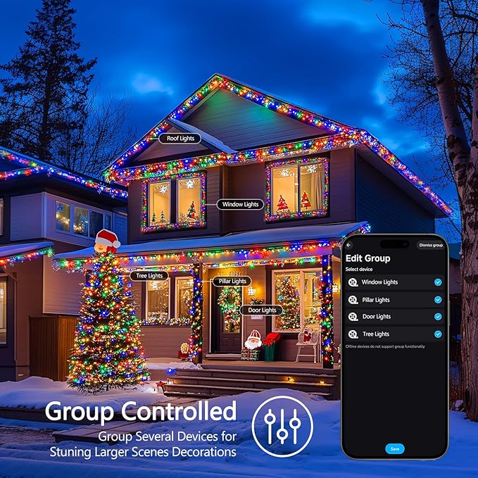 JMEXSUSS 100 LED RGB Christmas Tree Lights Indoor, 33ft Smart Color Changing Christmas Lights Outdoor with Remote & APP, Clear Wire Christmas Lights Plug in for Bedroom Tree Room Party Birthday-VerdiqueGarden