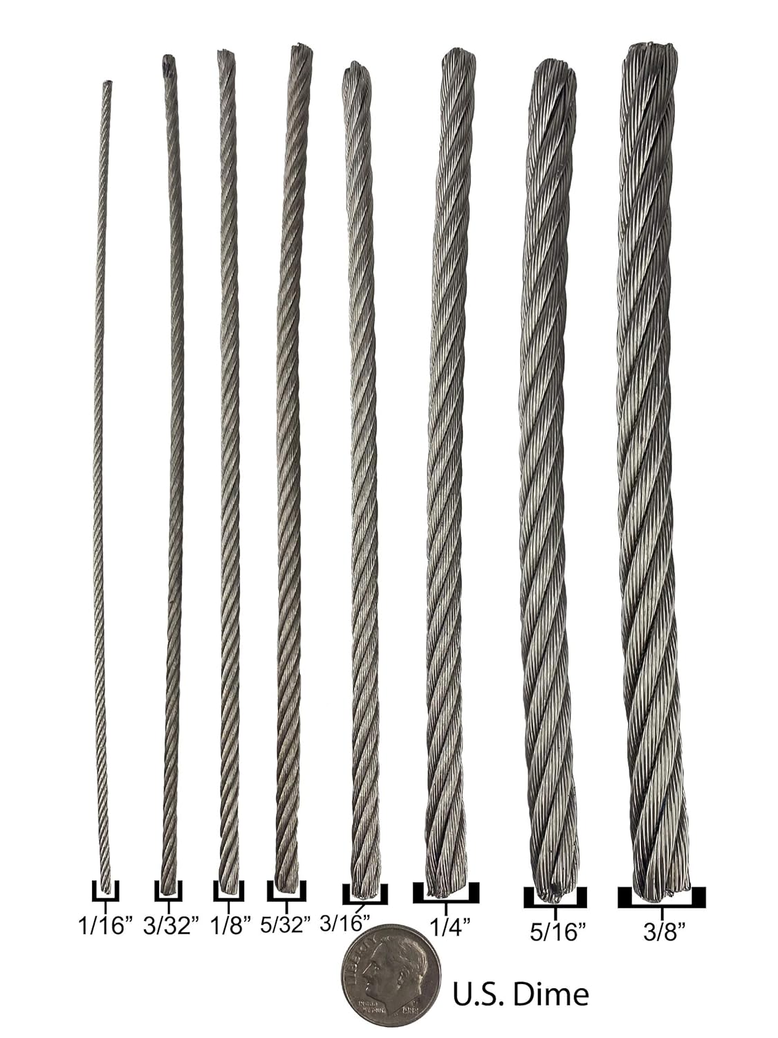 3/8" x 500' 7x19 Galvanized Wire Rope (MBL: 14,400 lbs.)-VerdiqueGarden