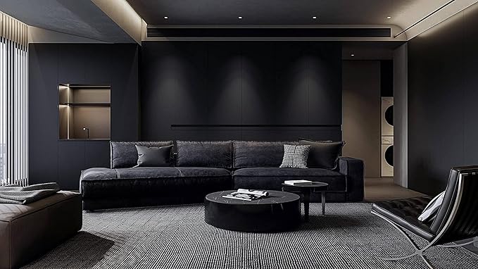 Dimoon 78.7''x15.7'' Black Skin Peel and Stick Wallpaper Contact Paper Modern Self Adhesive Wall Paper Removable Renter Friendly Textured Solid Color Cabinet Vinyl Roll (78.7''x15.7'',Black Skin)-VerdiqueGarden