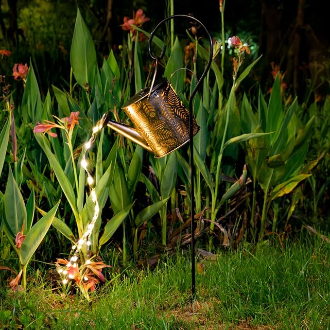 Outdoor Garden Decor Solar Lights, Large Waterproof Watering Can Landscape Lights Hanging Outside Decorations for Gardening Gift Yard Front Porch Clearance Lawn Driveway Patio Backyard Pathway-VerdiqueGarden