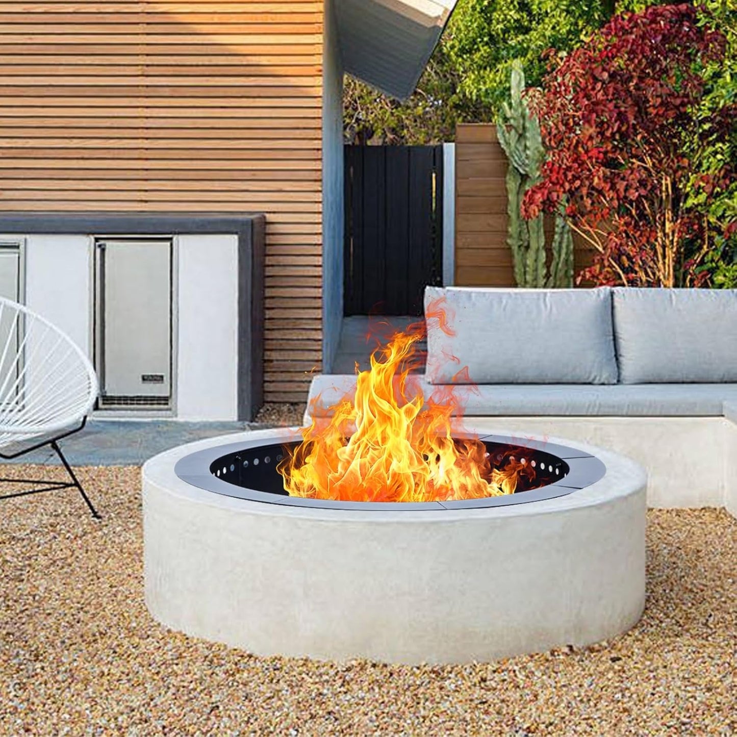 36 inch Fire Ring, Large Round Firepit Insert,Fire Pit Ring for Camping, Wood Burning Fire Pit for Yard,Garden,Outdoor Fireplace, DIY Fire Rings for Outside-VerdiqueGarden