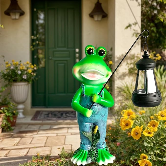 Cute Cowboy Frog Garden Statue for Mom - Unique Outdoor Decor, Waterproof Resin, Perfect for Garden, Yard, Lawn Decoration, Top-VerdiqueGarden