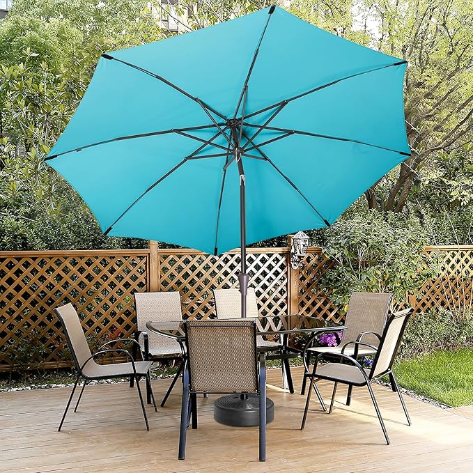 11ft Outdoor Patio Umbrella - Table Umbrella Waterprool UV Protection, Sombrillas de Patio with Push Button Tilt&Crank, Sun Umbrella for Pool, Porch, Garden, Deck, Backyard(Sky Blue)-VerdiqueGarden
