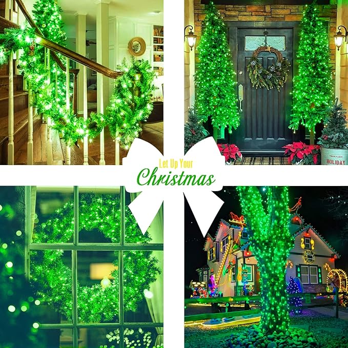 JMEXSUSS Green Lights for St Patrick's Day Decoration, 200 LED Green Christmas Lights Clear Wire, Connectable Green String Lights Indoor Outdoor for Spring Tree Garden St. Patricks Day Decor-VerdiqueGarden