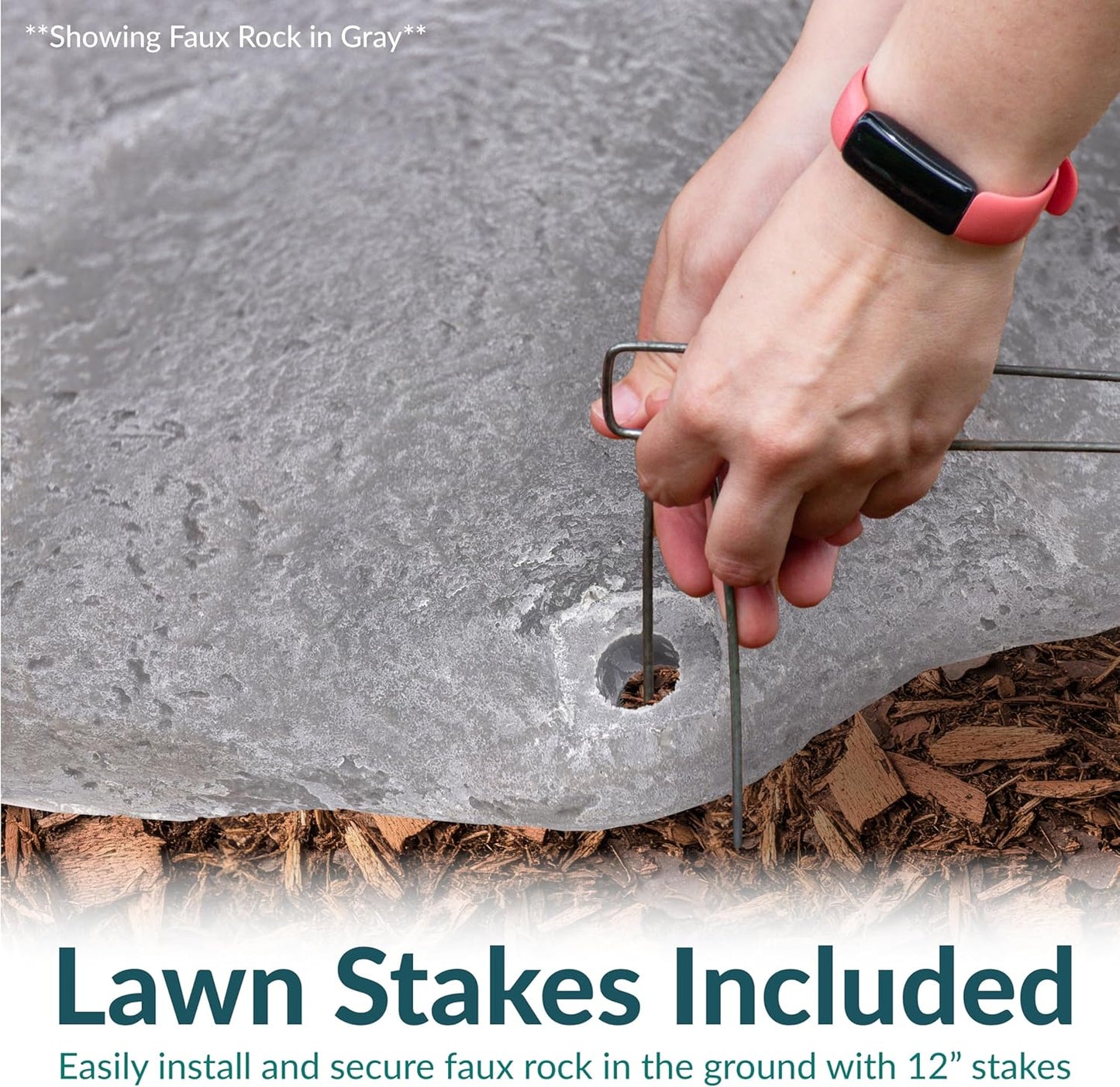 Sunnydaze 21.5” H Polyresin Faux Landscape Rock Cover - Lightweight Fake Rock Well Pump Cover for Outside - Gray-VerdiqueGarden