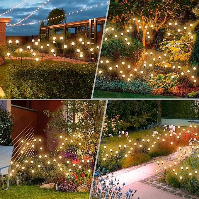 Solar Lights Outdoor Waterproof, 8 Packs 64LED, Solar Garden Lights, Patio Lights, Garden Decor, Patio Decor, Firefly Lights Solar Outdoor, Unique Gifts for Women, Gifts for Grandma-VerdiqueGarden