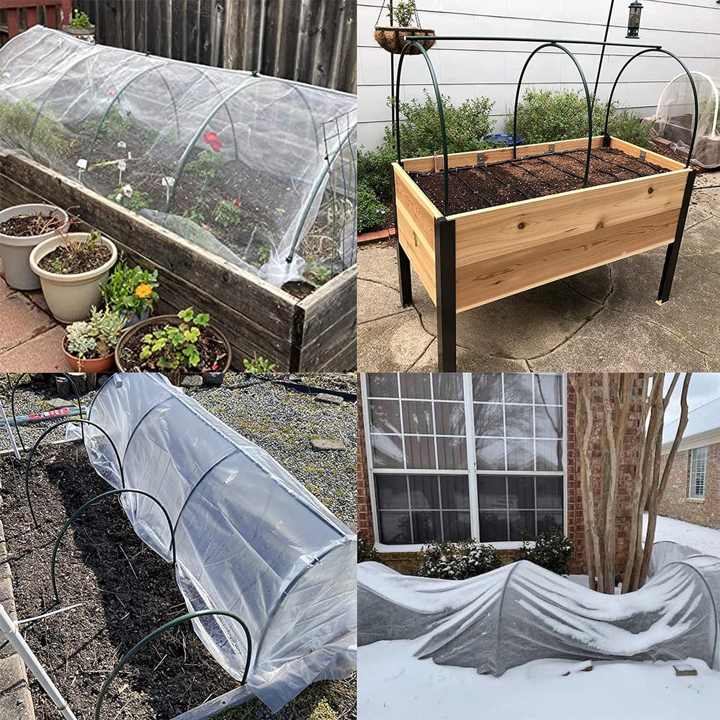 Gardzen Garden Hoops, DIY Greenhouse Hoops for Raised Beds, Row Cover, Garden Netting 72PCS-VerdiqueGarden