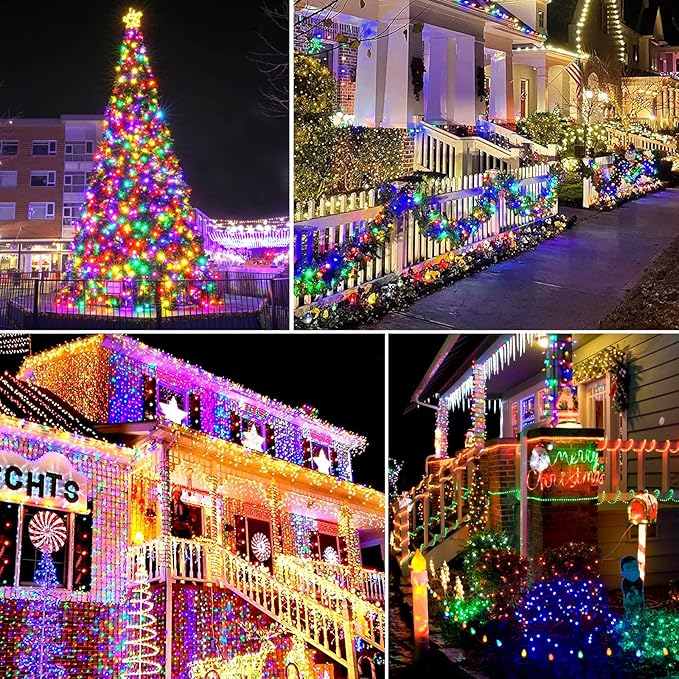 1000 LED 328ft 8 Modes with Timer Christmas String Lights IP55 Outdoor Waterproof UL Certificated Indoor Fairy Lights Garden Patio Wedding Christma Trees Parties Decoration Multicolor-VerdiqueGarden