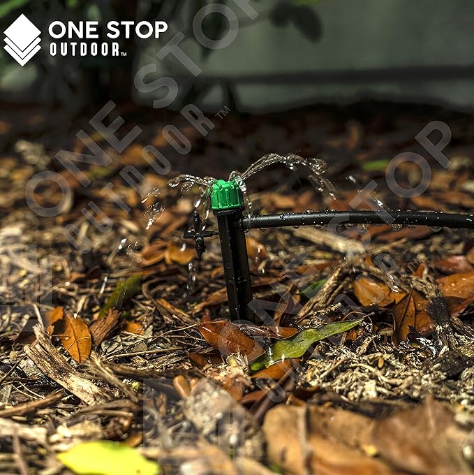 (100-PACK) - 1/4" Inch Universal 360* Degree Drip Emitter On 5" Stake - Adjustable Flow 0-18.5 GPH Fit 1/4 (4-7mm) Drip Irrigation Tubing - Professional Grade Drippers for Drip Irrigation-VerdiqueGarden