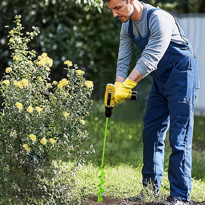 Auger Drill Bit for Planting - 3 x 24 inch Plant Auger for Cordless Drill - Bulb Planter Tool for Bulbs Planting&Holes Digging - 3/8" Hex Drive Drill-VerdiqueGarden