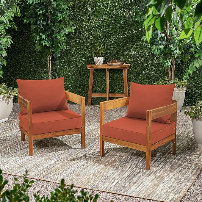 Favoyard Outdoor Seat Cushion Set 24 x 24 Inch Waterproof & Fade Resistant Patio Furniture Cushions with Removable Cover Deep Seat & Back Cushion with Handle and Adjustable Straps for Chair Sofa Couch-VerdiqueGarden