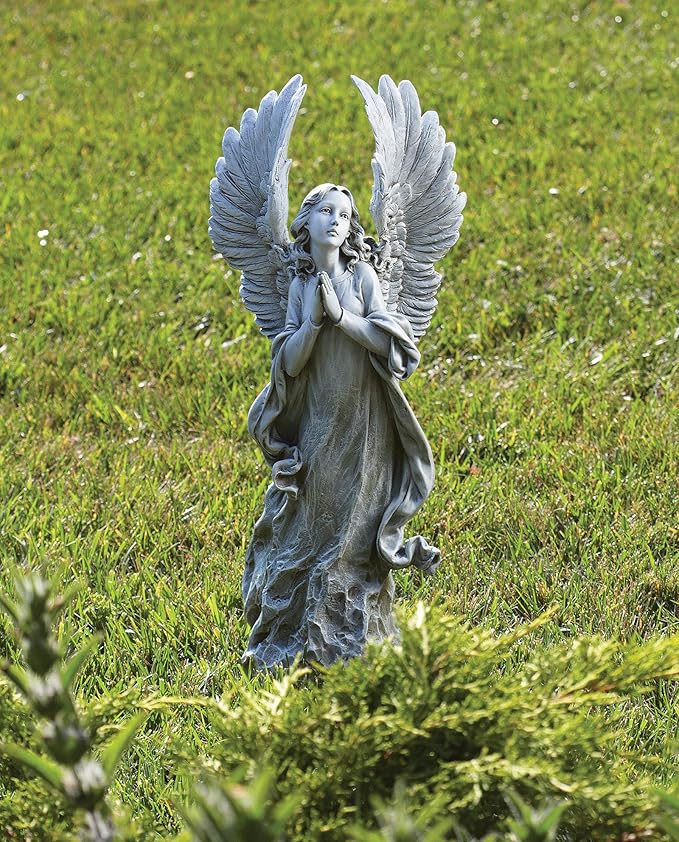 Joseph's Studio by Roman - Collection, 21" H Praying Angel W/Wings, Made from Resin, High Level of Craftsmanship and Attention to Detail, Durable and Long Lasting-VerdiqueGarden
