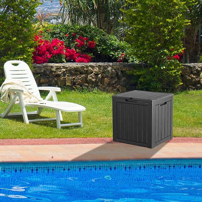 30 Gallon Waterproof Outdoor Storage Box - All-Weather Deck Box for Patio & Pool, Lockable Resin Patio Deck Box with UV Protection, Matte Black-VerdiqueGarden