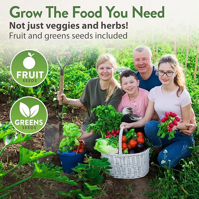 HOME GROWN 70 Variety Vegetable & Herb Seeds – 32,000+ USA Non-GMO Heirloom Survival Seeds –Garden Kit for Spring, Fall, Winter – Indoor & Outdoor Planting – Starter Set for Home Gardeners & Preppers-VerdiqueGarden