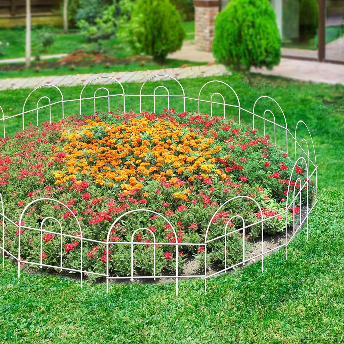 Decorative Garden Folding Border Fence 18in X20ft Rustproof Metal Wire Edging Flower Bed Fences Panel Outdoor White Garden Fencing Edge Patio Landscape-VerdiqueGarden
