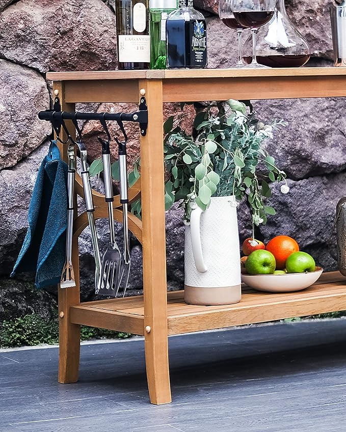 Cambridge Casual Chester Teak Wood Outdoor Console Table – Durable Accent Table for Patio, Deck, Porch and Garden - Perfect for Displaying Plants, Décor, Beverage and Other Outdoor Essential-VerdiqueGarden