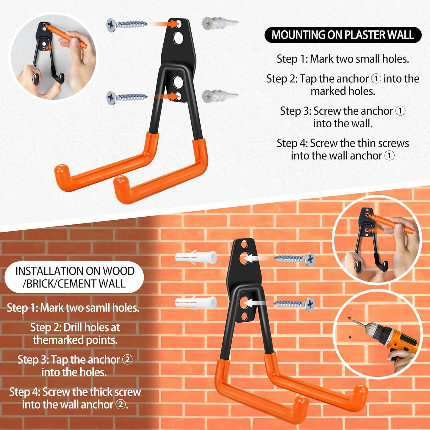 18 Pack Garage Hooks Heavy Duty - Anti-Slip Coating, Garage Storage Hooks for Hanging Bike,Ladder,Garden Tools,Hose-VerdiqueGarden