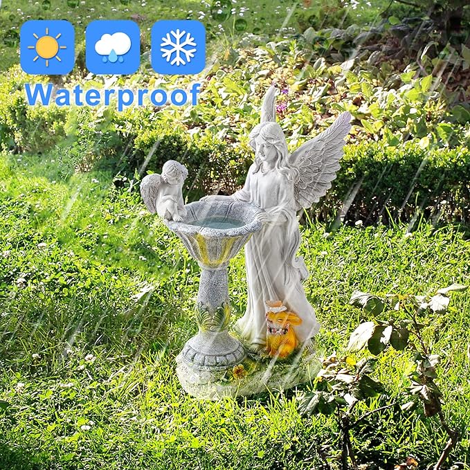 Solar Garden Statues-Angel Outdoor Statues with Color Changing Lights,Garden Sculptures & Statues,Resin Garden Statues Outdoor Clearance for Garden Decor-VerdiqueGarden