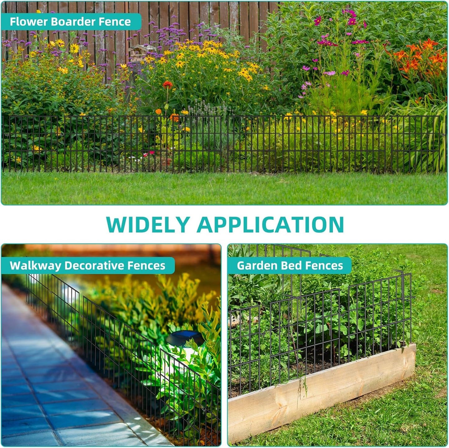 Animal Barrier Fence, 25 Panels No Dig Fences, 17in(H) X 27ft(L) Garden Fence Animal Barrier for Rabbits and Dog Under Fence Barrier, Rustproof Metal Fences Border for Outdoor, Yard, Patio-VerdiqueGarden