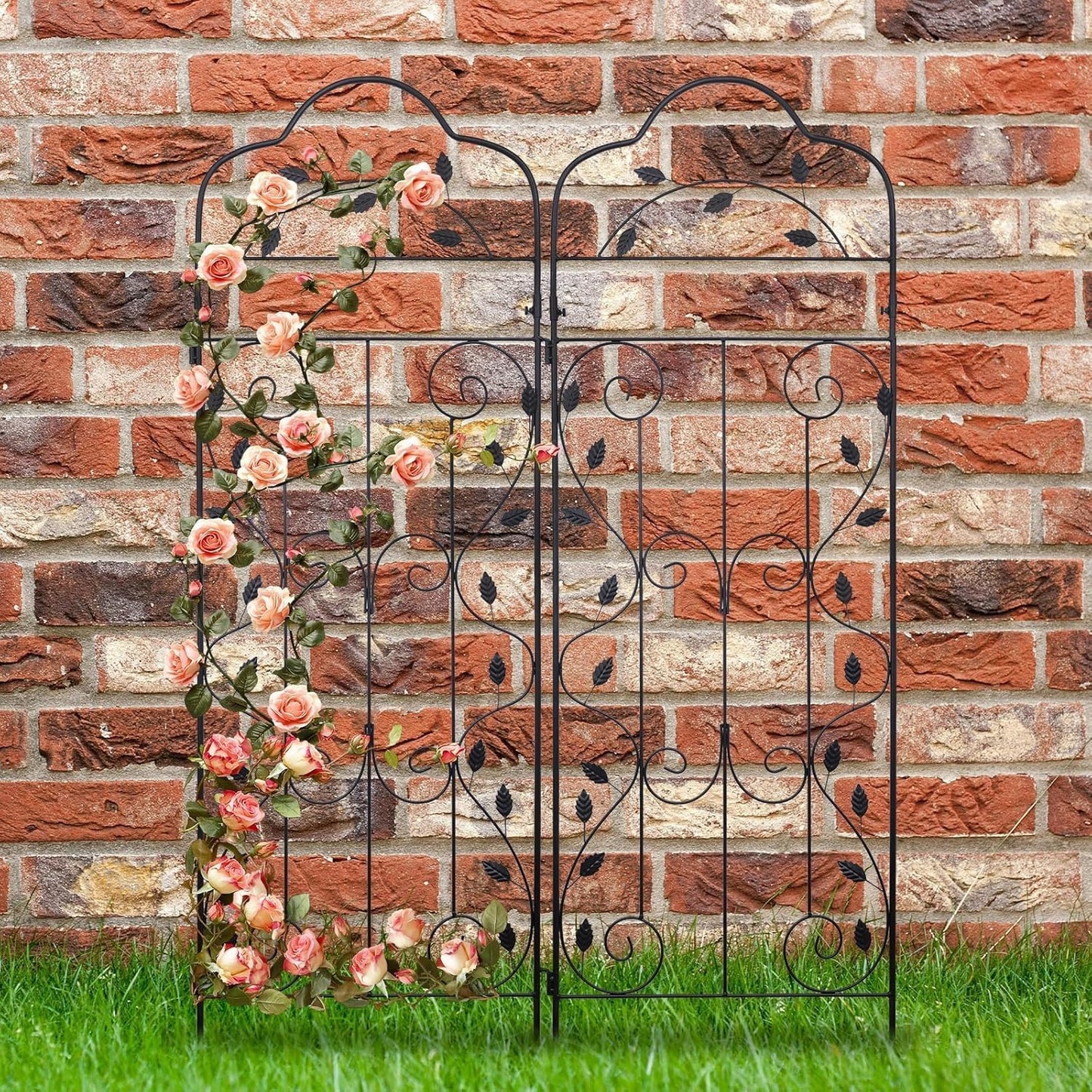 hogardeck 4 Packs 60 * 18 inch Metal Garden Trellis for Climbing Plants Outdoor,Heavy Duty,Black Coating Rustproof Trellis for Rose, Vegetable, Flowers, Expandable,Perfect for Training Climbing Plants-VerdiqueGarden