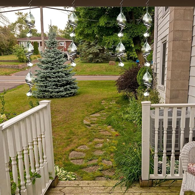 12 PCS Stainless Steel Bird deterrents for Outside,3D Bird Scarer Discs Set Pigeon Deterrent,Bird reflectors to Keep Birds Away Woodpecker Deterrent for House,Crow Deterrent-VerdiqueGarden