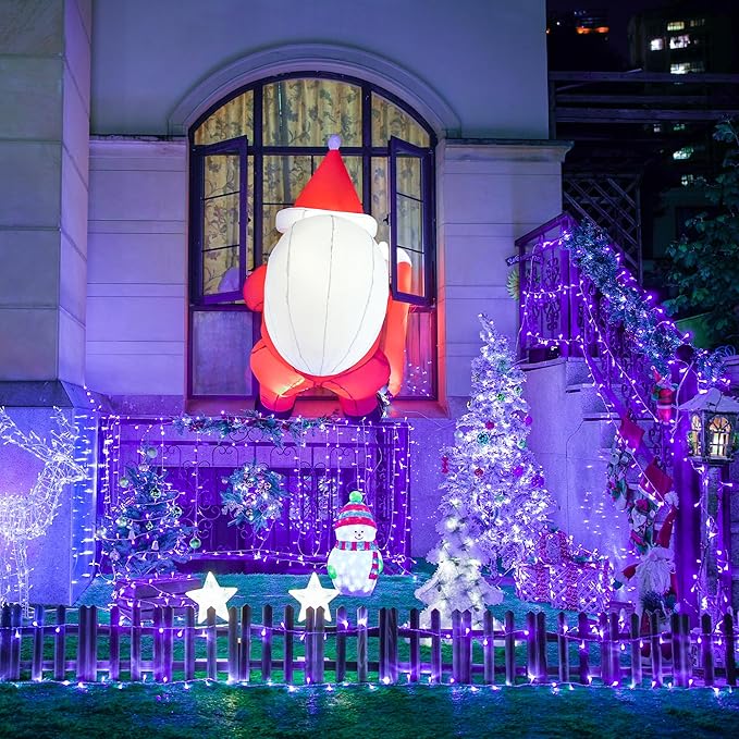 JMEXSUSS Connectable 100 LED Purple Halloween Lights Indoor, 8 Modes Plug in Purple Christmas String Lights Clear Wire, 33ft Christmas Tree Light Outdoor for Halloween Tree, Garden, Bedroom-VerdiqueGarden