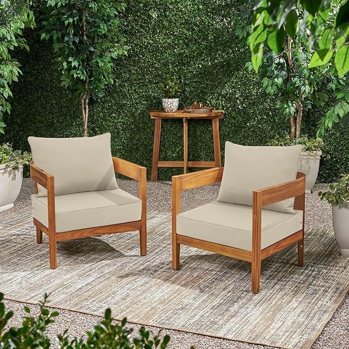 Favoyard Outdoor Seat Cushion Set 24 x 24 Inch Water-Resistant & Fade-Resistant Patio Furniture Cushions with Removable Cover Deep Seat & Back Cushion with Handle and Adjustable Straps for Chair Sofa-VerdiqueGarden