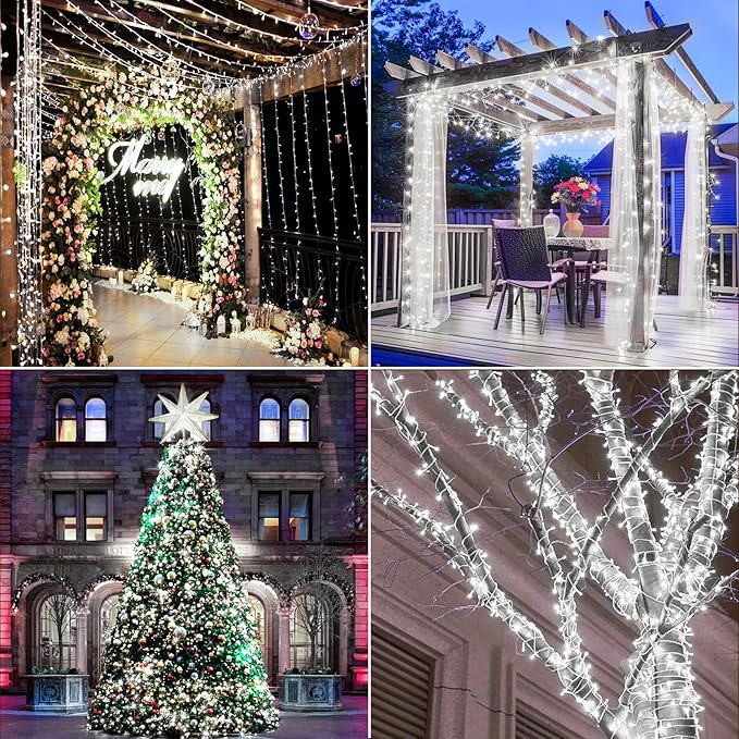 KNONEW 403ft 1000 LED Christmas String Lights Outdoor Color Changing 11 Modes Timer Fairy Light Plug in Waterproof Lights for Xmas Tree Yard Wedding Decorations (Cool White to Multicolor)-VerdiqueGarden