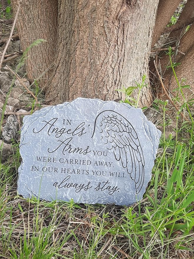 Carson Decorative in Angels' Arms Memorial Garden Stone for Loss of Loved One - Sympathy Gift for Funeral - Remembrance Stepping Stone for Indoor Outdoor Home Decor-VerdiqueGarden