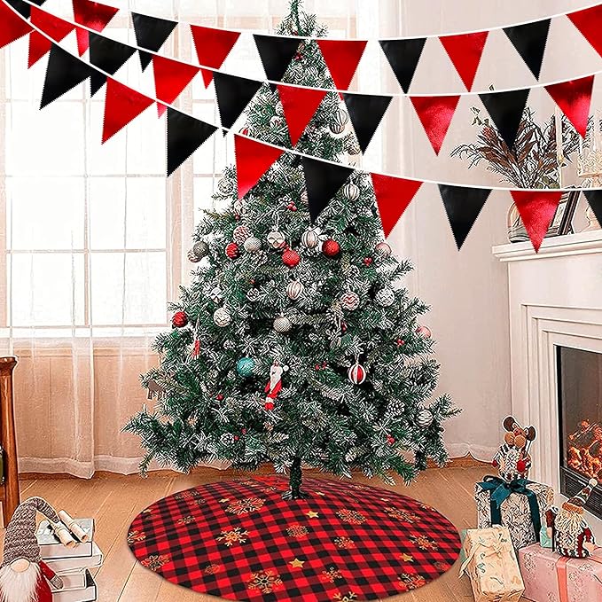 Red Black Party Decoration Metallic Fabric Triangle Pennant Banner Flag Bunting Garland for Graduation Halloween Birthday Wedding Bachelorette Anniversary Las Vegas Casino Poker Pirate Party Supplies-VerdiqueGarden