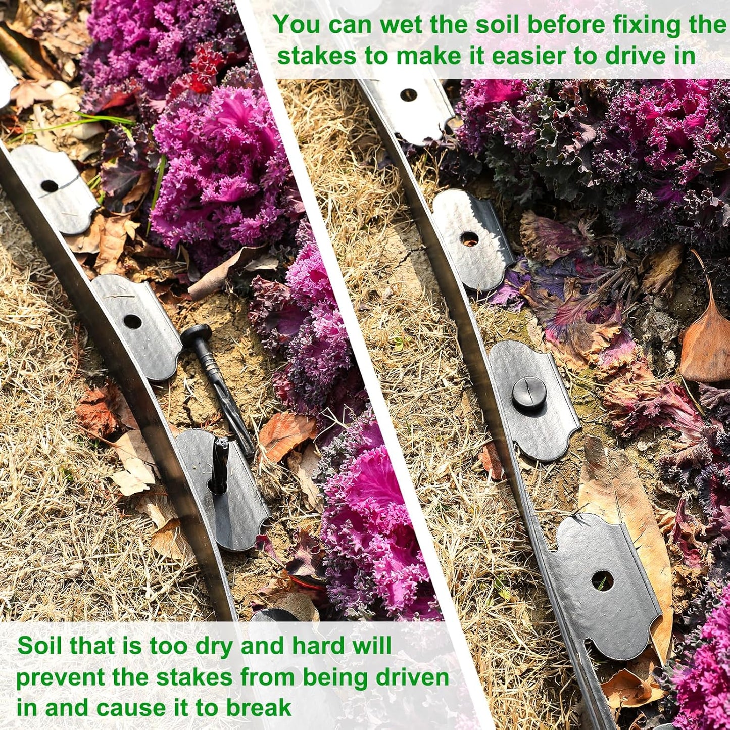 1.5 Inch Garden Edging Border 100FT, Plastic Edging for Landscaping with 90pcs Spikes-VerdiqueGarden