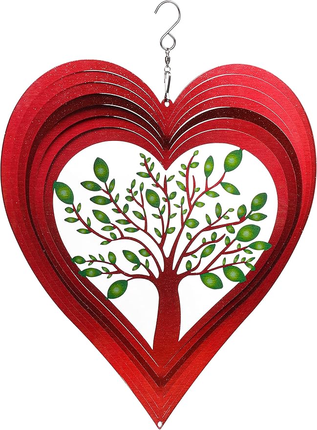 Heart Wind Spinners for Yard and Garden, Metal Ornaments for Garden Décor, Outdoor Wind Spinner, Heart Décor Gifts, Outdoor Garden Decoration, 12 inch Heart Wall Décor by ISEO-VerdiqueGarden
