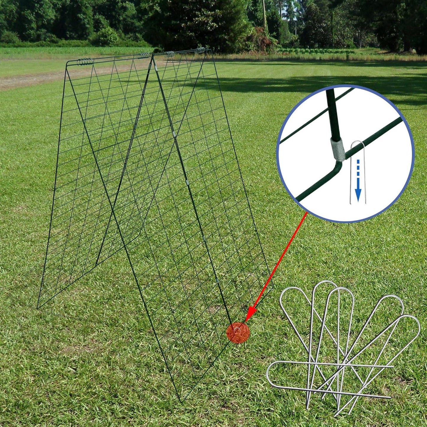 Garden Cucumber Trellis A-Frame Folding Plant Trellis 48 Inch by 34 Inch for Climbing Vegetables Flowers Green 2 Pack with Clips,Cable Ties and Ground Stakes-VerdiqueGarden