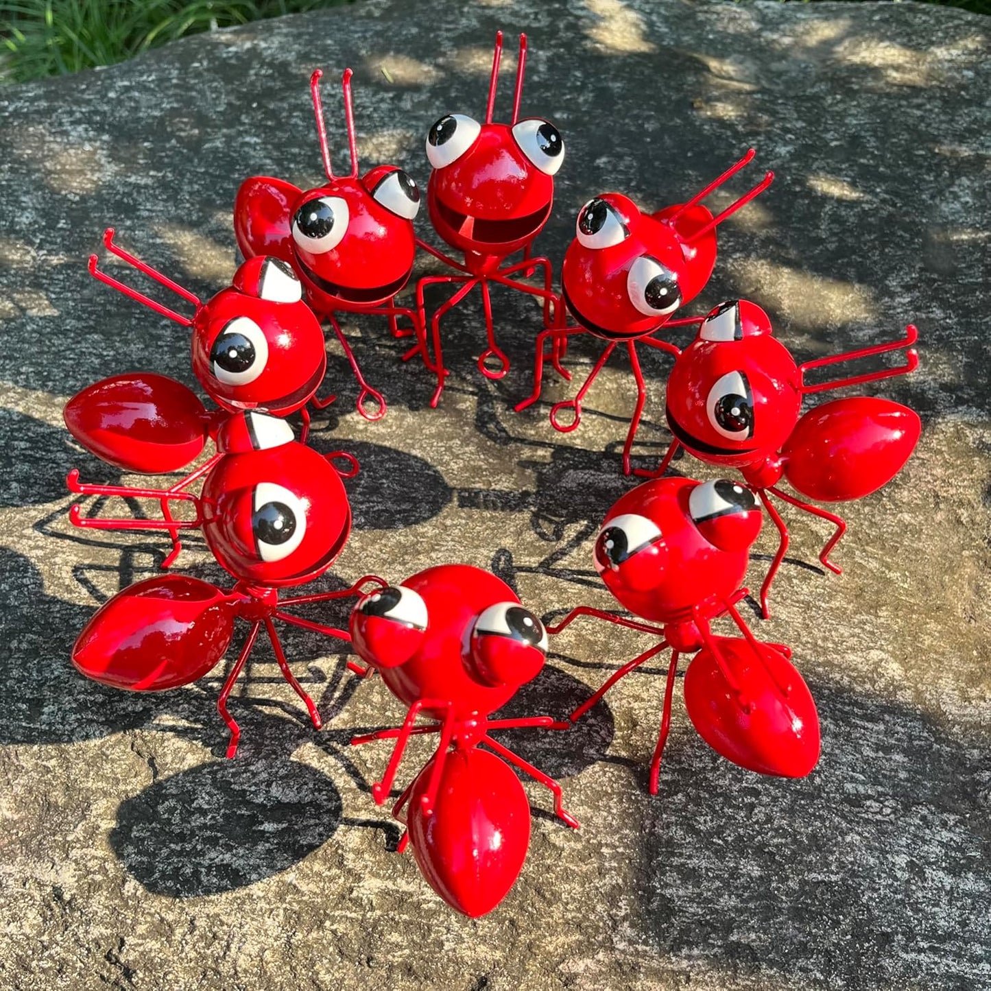 Metal Yard Art Garden Decor for Outside Cute Ants Yard Decorations Outdoor Lawn Ornaments Backyard Gifts for Mom - Set of 8(All Red)-VerdiqueGarden