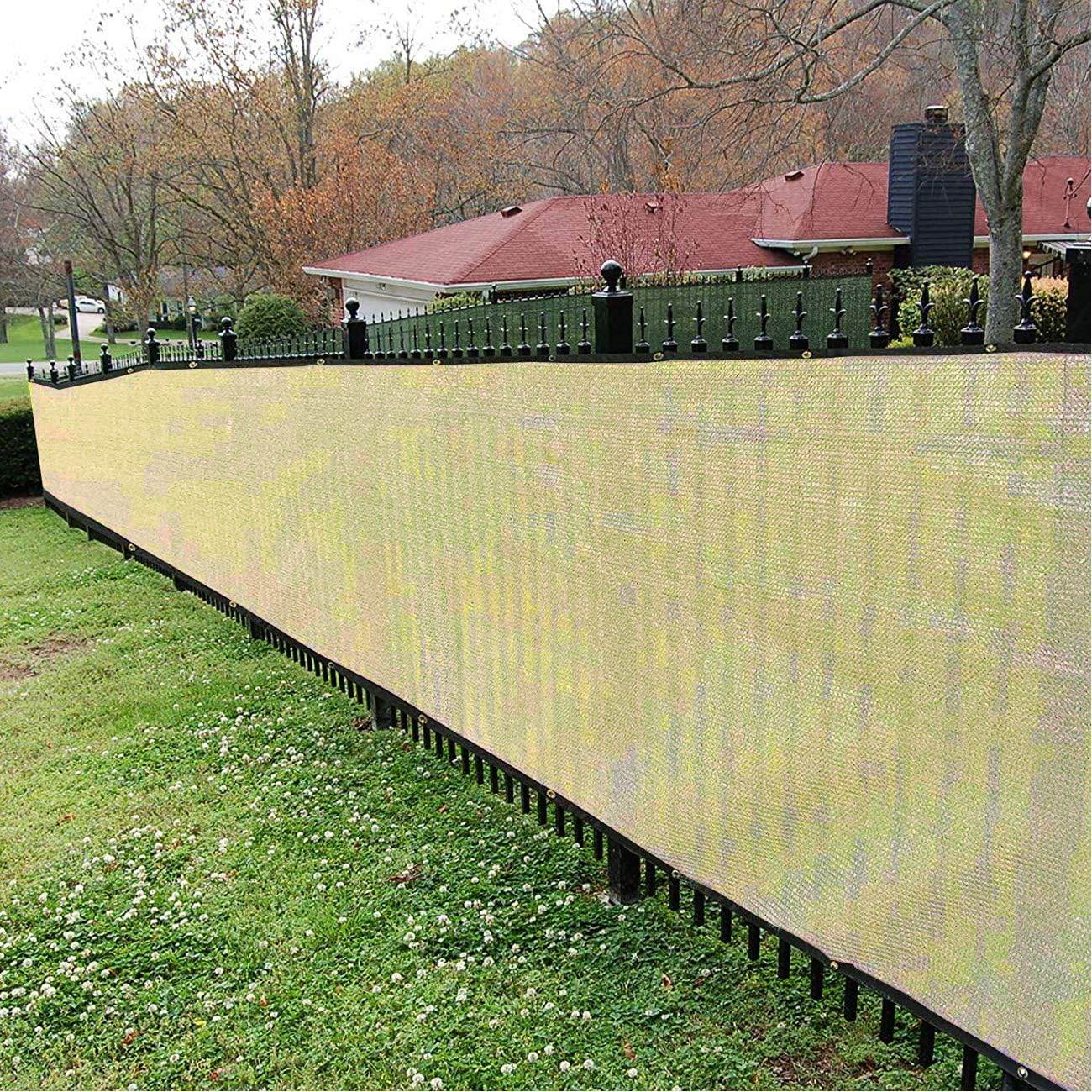 Sunnyglade 6 feet x 50 feet Privacy Screen Fence Heavy Duty Fencing Mesh Shade Net Cover for Wall Garden Yard Backyard (6 ft X 50 ft, Sand)-VerdiqueGarden