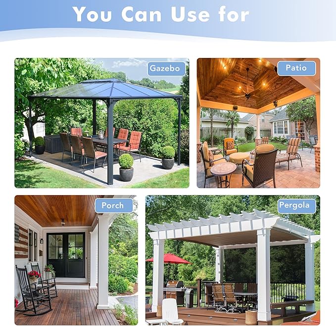 HolidayIdeas White Outdoor Sheer Curtains for Patio Waterproof, 6 Panels - 54 x 84 Inch - Light Filtering Voile Outside Curtains Grommet Drapes for Front Porch, Gazebo, Pergola, Backyard-VerdiqueGarden