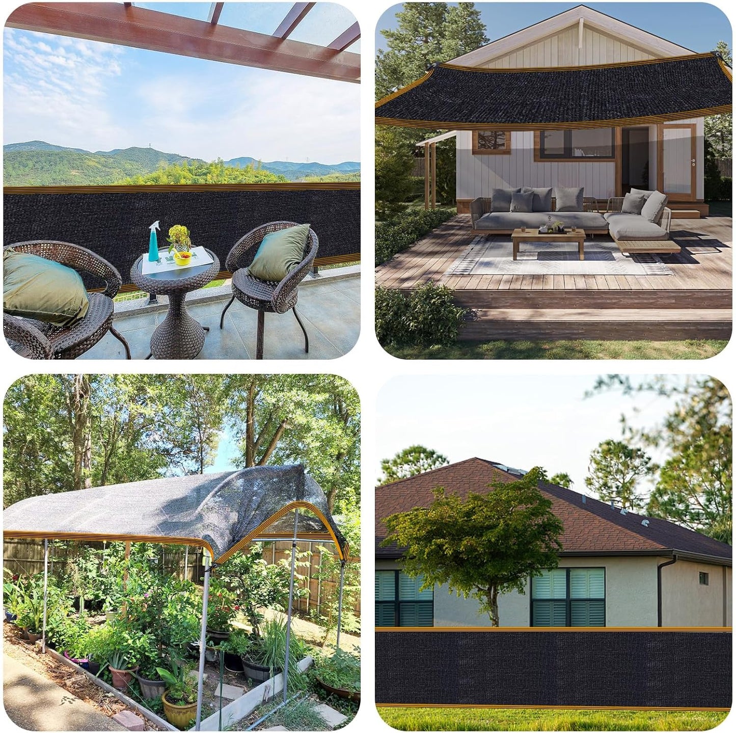 QLOFEI Shade Cloth for Garden, 70% Sun Screens for Patio Pergola Outdoor, Easy to Hang Mesh Tarp Shade Cloth with Grommets, Shade Neting Cover for Kennel Chicken Coop Plant Shade Sail, 4x8 FT-VerdiqueGarden