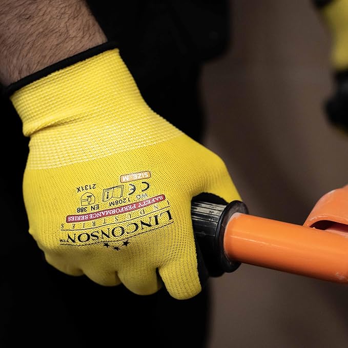 linconson 12 Pack Safety Performance Series Construction Mechanics Wrinkle Latex Work Gloves-VerdiqueGarden