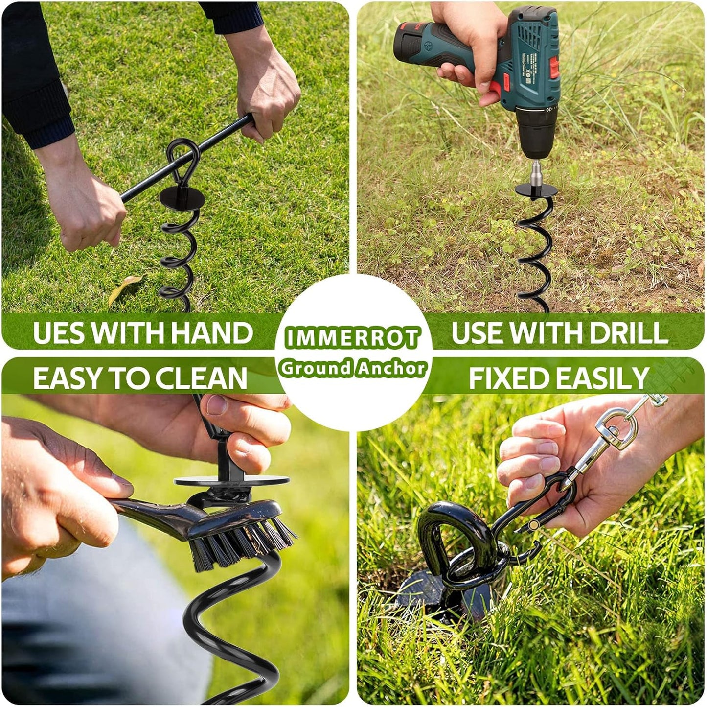 1 Pcs 15.3 Inch Ground Anchor Heavy Duty for High Winds Screw in Earth Anchor Swing Set Spiral Auger Stakes Suitable for Tent Trampoline Tree Garden Fence Sheds Swingset, Easy to Use with Drill-VerdiqueGarden