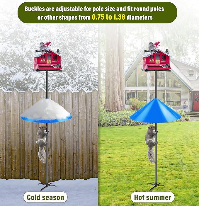Squirrel Baffle for Bird Feeder Pole, 19 Inch Baffles Guard for Outdoor, Squirrel Proof Bird Feeders Baffle, Shepherd's Hook for Outside (Blue)-VerdiqueGarden