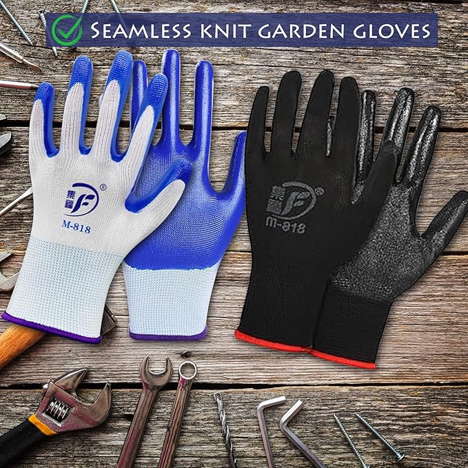 48 Pairs Garden Gloves for Women Men Breathable Rubber Coated Yard Safety Work Thorn Proof Work Gloves-VerdiqueGarden