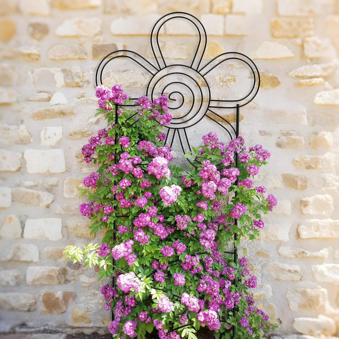 Arifaro Metal Garden Trellis 56″High (Pack of 4) Plant Trellis for Climbing Plants, Outdoor/Indoor Sturdy Plant Trellis for Climbing Vines, Flowers & Garden Plants (Floral)-VerdiqueGarden