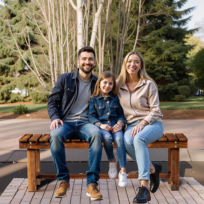 Outdoor Garden Bench, Weatherproof Patio Benches 3-Person Seat Backless Wooden Porch Bench, Multifunctional Slat All Weather Bench for Garden Lawn Porch Park Backyard (Carbonized Brown, 47.2 inch)-VerdiqueGarden