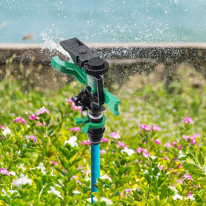 1/2 Inch Plastic Impact Sprinklers Adjustable 0 Degree to 360 Degree Pattern Plastic Sprinkler Head for Garden Watering Supplies (2 Pieces)-VerdiqueGarden