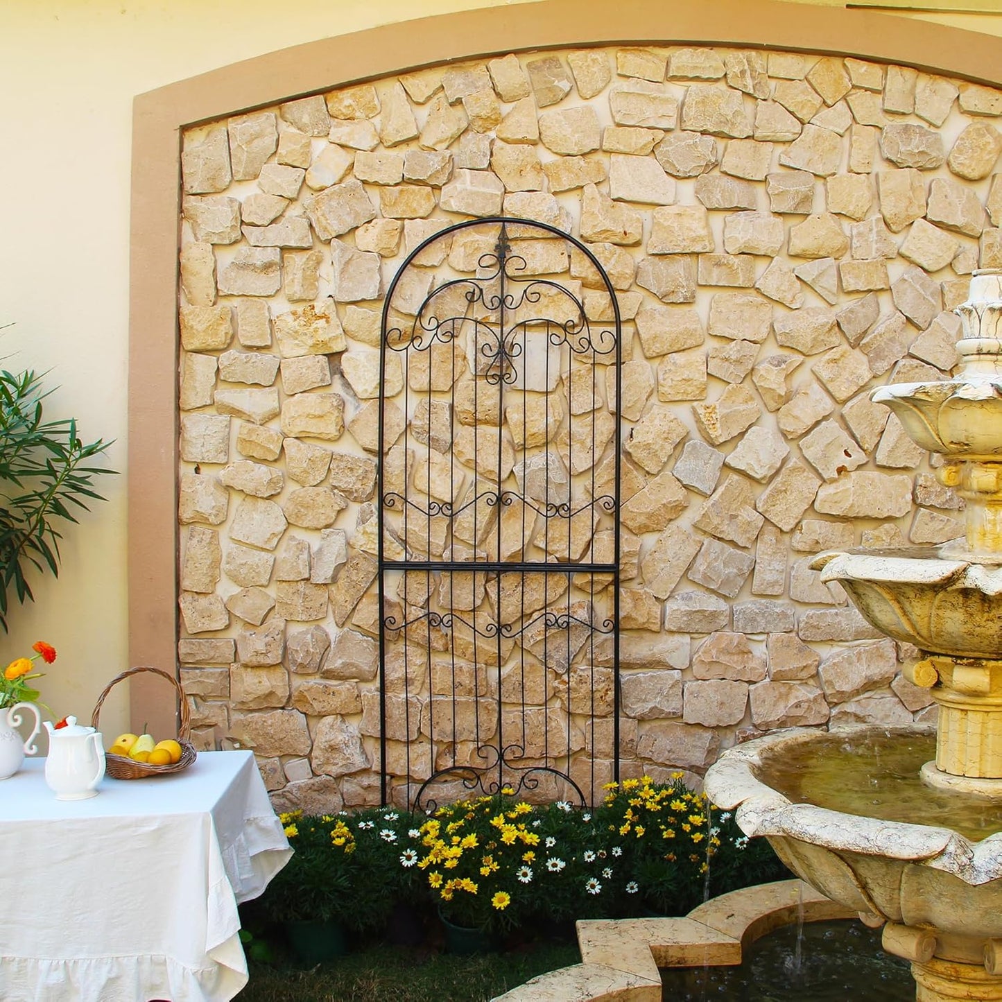 Trellis for Climbing Plants 86.6" H x 29.5" W Tall Garden Trellis Wrought Iron Heavy Scroll Metal Decoration Lawn Patio for Rose Clematis Ivy Weather Resistant-VerdiqueGarden