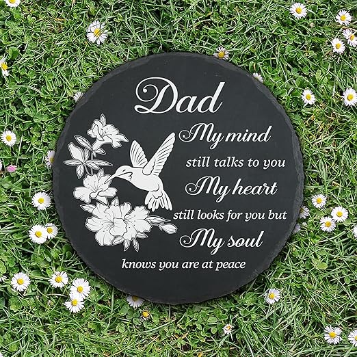 Dad Memorial Stone for Garden Memorial Plaque Father Sympathy Stepping Stone for Loss of Father in Loving Memory of Dad Memorial Grave Stone TNA21-VerdiqueGarden