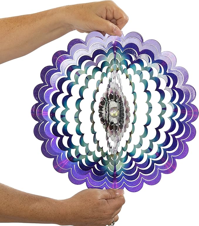 VP Home Floral Burst Mandala Kinetic Wind Spinner for Yard and Garden Wind Spinner Outdoor Metal Large Hanging Mandala Decor 3D Garden Art Wind Sculpture Spinners-VerdiqueGarden