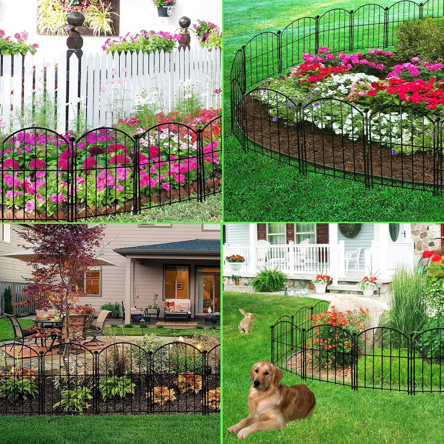 Decorative Garden Fence 17in x18ft, 18 Pack Rustproof Metal No Dig Fence Animal Barrier for Dog, Arched Flower Bed Edging Ornamental Wire Border Panel Fencing for Yard Patio Outdoor Decor-VerdiqueGarden